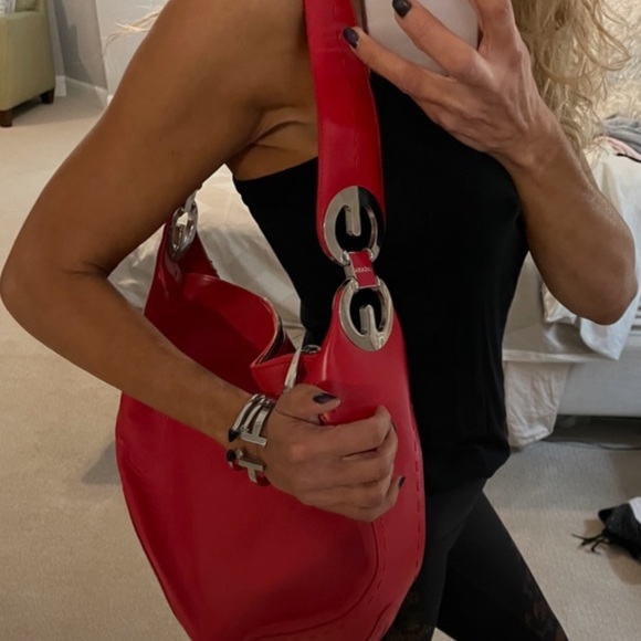 Escada Handbags - Escada Red Leather Hobo Bag
